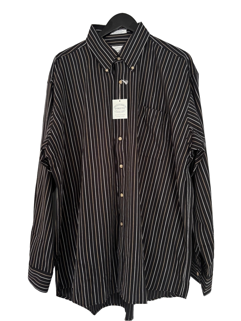 VINTAGE NWT Forsyth of Canada Striped Dress Shirt Men's XL 100% Cotton